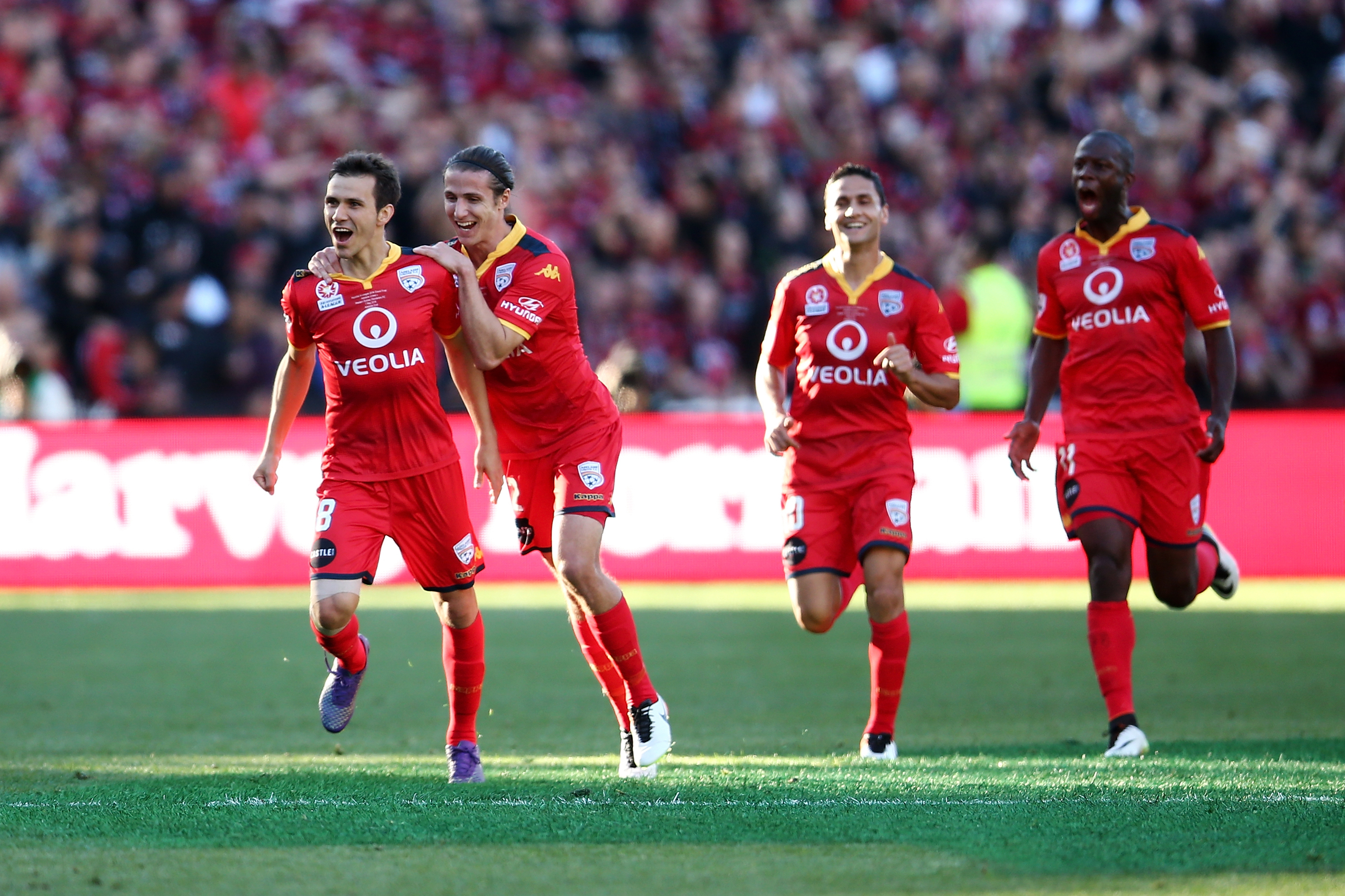 Adelaide Oval erupted as Reds players celebrate doubling their advantage.