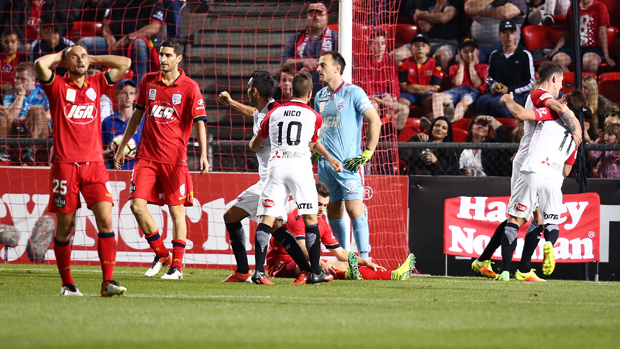 Brendon Santalab netted a brace as Western Sydney Wanderers downed Adelaide United 2-1 at Coopers Stadium.