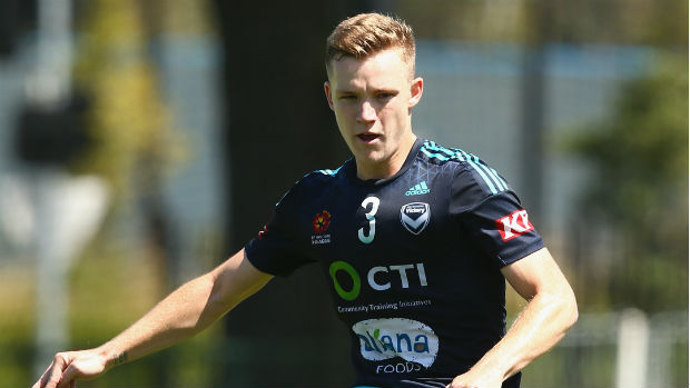Melbourne Victory defender Scott Galloway on the training ground.