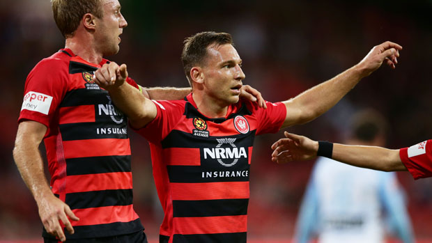 Brendon Santalab netted a hat-trick as Western Sydney Wanderers downed Melbourne City 3-1 on Friday night.