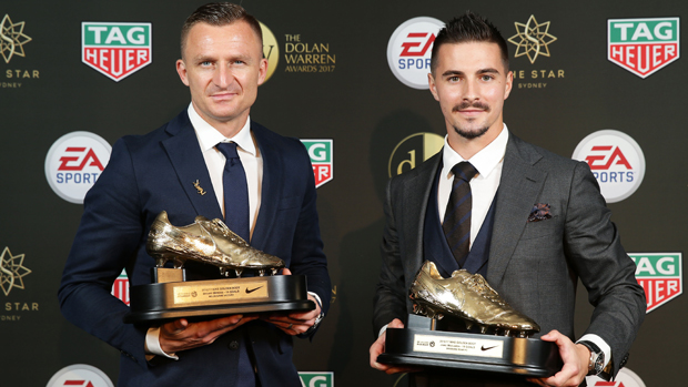 Besart Berisha and Jamie Maclaren were among the award winners at the Dolan Warren Awards on Monday night.