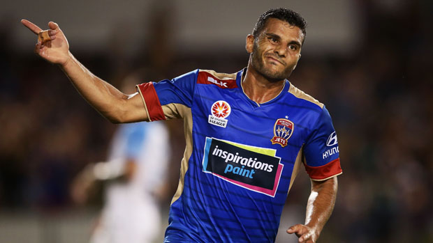 Andrew Nabbout netted both goals as Newcastle Jets downed Melbourne City 2-1 on Friday night.