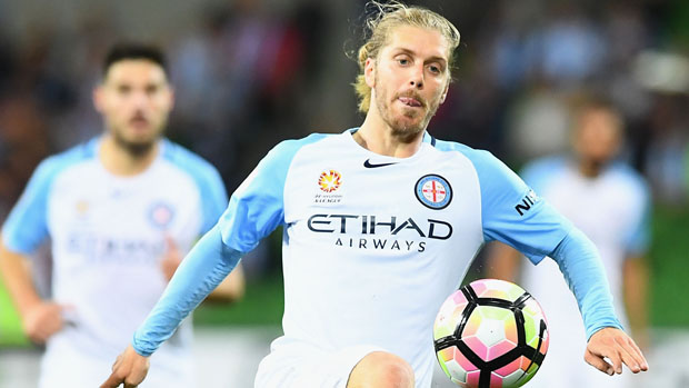 Luke Brattan controls the ball in City's 2-1 win over Adelaide United.